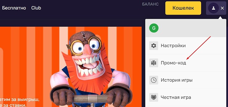 Ввод промокода